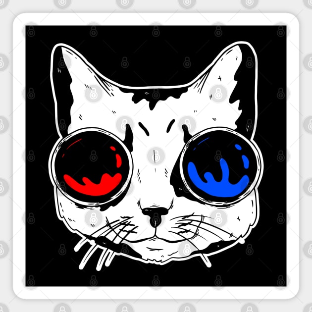 funny cat – Meowtrix (red pill or blue pill) (black variant) Magnet by LiveForever